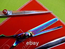 4 x Left Hand Handed Pet Grooming Curved Up, Downward & Thinning Scissors dog/cat