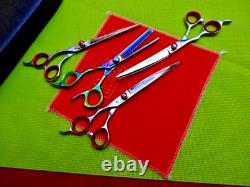 4 x Left Hand Handed Pet Grooming Curved Up, Downward & Thinning Scissors dog/cat