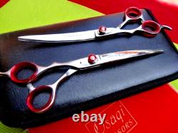 4 x Left Hand Handed Pet Grooming Curved Up, Downward & Thinning Scissors dog/cat