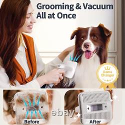 7 in 1 Dog Grooming Kit, Low Noise Pet Grooming Vacuum with 1.5 L Dust Cup, Dog
