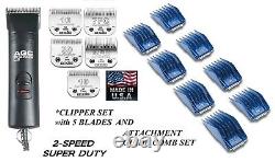 Andis PRO 2-Speed Clipper KIT&5 ULTRAEDGE BLADES&GUIDE COMB SETPET Dog GROOMING