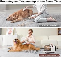 Dog Grooming Kit, 13000Pa Strong Grooming & Vacuum Suction 99.99% Pet Hair, 7 Pet