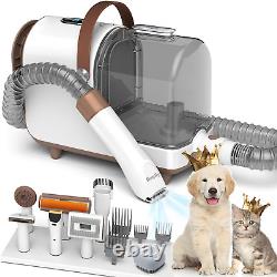 Dog Grooming Kit, 13000Pa Strong Grooming & Vacuum Suction 99.99% Pet Hair, 7 Pet