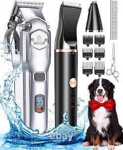 Dog Grooming Kit for Heavy Thick Hair&Coats/Low Noise Rechargeable Cordless Pet