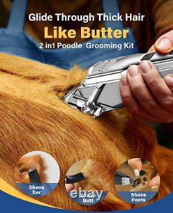 Dog Grooming Kit for Heavy Thick Hair&Coats/Low Noise Rechargeable Cordless Pet