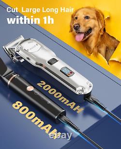 Dog Grooming Kit for Heavy Thick Hair&Coats/Low Noise Rechargeable Cordless Pet