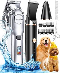 Dog Grooming Kit for Heavy Thick Hair&Coats/Low Noise Rechargeable Cordless Pet