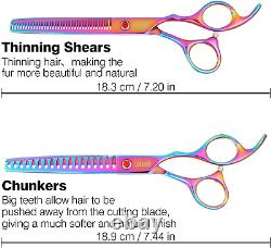 Dog Grooming Scissors Set, 7.0 Inch Pet Grooming Trimmer Kit, Chunkers Shears, T
