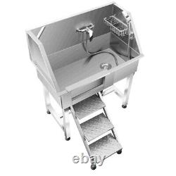 Dog Grooming Tub Stainless Steel Pet Grooming Tub With Faucet And Accessories