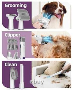 Dog Hair Vacuum Grooming Kit, Vacuum with Pet Clipper Nail Grinder (7 Tools)