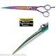 Master Grooming Pro Rainbow Ice Curved 8.5 Pet Dog Cat Shears Scissors Withcase