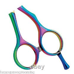 Master Grooming PRO RAINBOW ICE CURVED 8.5 Pet Dog Cat SHEARS SCISSORS withCase