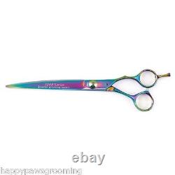 Master Grooming PRO RAINBOW ICE CURVED 8.5 Pet Dog Cat SHEARS SCISSORS withCase