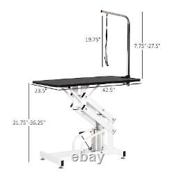 PawHut Professional Z Lift Hydraulic Pet Dog Grooming Table with Arm Black