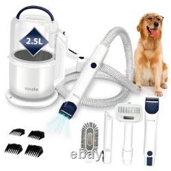 Pet Grooming Kit with Vacuum Suction, Dog Vacuum for Shedding Grooming White