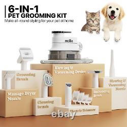 Pet Grooming VACUUM+BLOWER Kit Dog Cat Hair Dryer Clipper Shedding Brush Tool