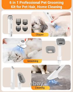 Pet Grooming Vacuum, 6 in 1 Dog Grooming Kit with 3 Suction Mode and Large Capac