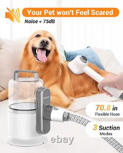 Pet Grooming Vacuum 6 in 1 Dog Grooming Kit with 3 Suction Mode and Large Capaci