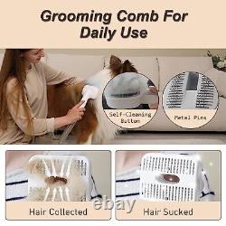 Pet Grooming Vacuum for 99% Hair, 3 Mode Suction Dog Vacuum Brush for white