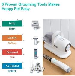 Pro Pet Grooming Kit99% Pet Hair Vacuum, Clippers, 5 Tools for Dogs, Cats & Etc