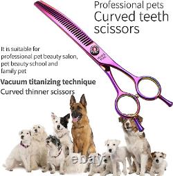 Professional Dog Grooming Scissors Pet Curved Chunker Shears 7.0'' Extremely Sha