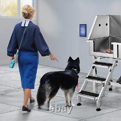 VEVOR 34 Dog Cat Pet Grooming Bath Tub Stainless Steel Wash Station with Stairs