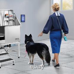 VEVOR 38 Dog Pet Grooming Bath Tub Stainless Steel Wash Station with Stairs Left