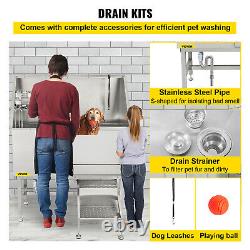 VEVOR 50 Dog Pet Grooming Bath Tub Professional Large Stainless Steel Bathtub