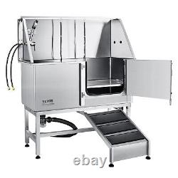 VEVOR 62 Dog Cat Pet Grooming Bath Tub Stainless Steel Wash Station with Ramp