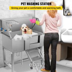 VEVOR Pet Grooming Bath Tub Dog Wash Tub 38/34 Stainless Steel Shower Salon