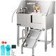 Vevor Pet Grooming Tub Dog Wash Station 34 Stainless Steel With Accessories