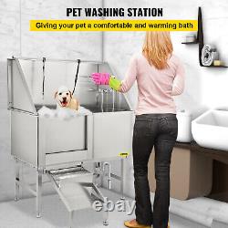 50 Baignoire de toilettage pour chien avec robinet et pulvérisateur argenté. Emballage solide pour animaux.