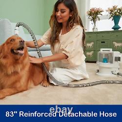 Aspirateur pour chien pour le toilettage des poils morts avec un bac à poussière de 3.4L maximum, kit de tondeuse pour animaux domestiques d'intérieur