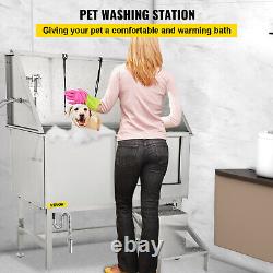 Baignoire de douche professionnelle en acier inoxydable 304 pour laver et toiletter les chiens, les chats et autres animaux de compagnie.
