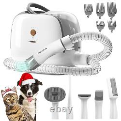Ensemble de toilettage pour chien avec aspirateur Kit de toilettage pour animaux de compagnie avec 5 outils Faible bruit