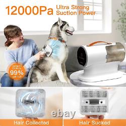 Kit de toilettage pour animaux de compagnie Dog & Cat 12000Pa et aspirateur avec une capacité de 2L et 5 outils de coupe