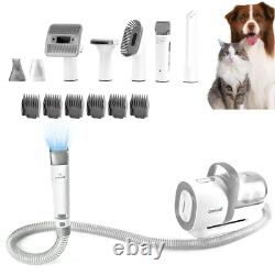 Kit de toilettage pour chien 7 en 1, aspirateur de toilettage pour animaux à faible bruit avec bac à poussière de 1,5 L, chien