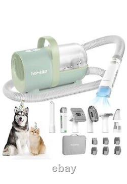 Kit de toilettage pour chien Homeika, Aspirateur à poils de chien de 1,5 L, 99% d'aspiration des poils d'animaux, 8 accessoires pour animaux de compagnie
