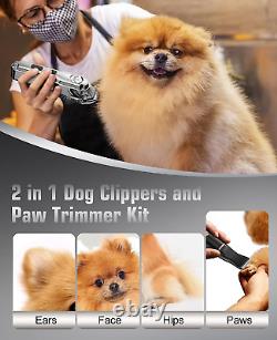 Kit de toilettage pour chien à poils épais et lourds/Fonctionnement silencieux, rechargeable et sans fil pour animaux de compagnie.