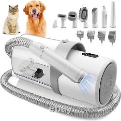Kit de toilettage pour chien comprenant 4 peignes de tondeuse à cheveux, un aspirateur de 2,5L et 7 outils.