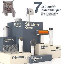 Kit de toilettage tondeuse pour chien avec aspiration à vide 99,99% des poils d'animaux et 7 outils de toilettage pour animaux de compagnie