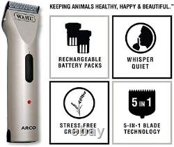Kit de tondeuse sans fil pour animaux professionnels Arco Pet, chien, chat et cheval, champagne
