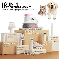 Kit professionnel de toilettage pour animaux de compagnie avec aspirateur et souffleur, sèche-cheveux pour chien et brosse anti-chute de poils.