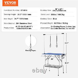 Table de toilettage pour animaux de compagnie VEVOR 36'' avec bras x 2 et pince, hauteur réglable pliable