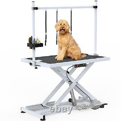 Table de toilettage pour chien X-Lift hydraulique lourd pour grands chiens avec pince/bras