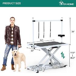 Table de toilettage pour chien X-Lift hydraulique lourd pour grands chiens avec pince/bras