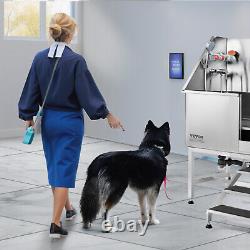 VEVOR 38 Baignoire pour animaux de compagnie pour chien et chat en acier inoxydable avec station de lavage et escaliers