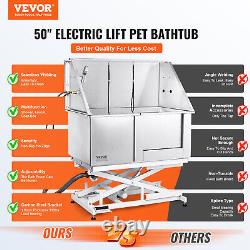 VEVOR 50 Baignoire de toilettage pour animaux de compagnie pour chiens et chats avec station de lavage Ajustement électrique de la hauteur