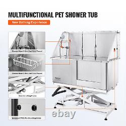 VEVOR 50 Baignoire de toilettage pour animaux de compagnie pour chiens et chats avec station de lavage Ajustement électrique de la hauteur