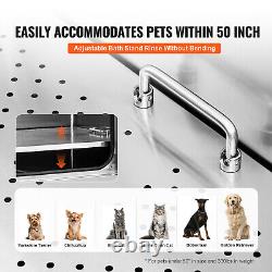 VEVOR 50 Baignoire de toilettage pour chien en acier inoxydable avec station de lavage et escalier à droite